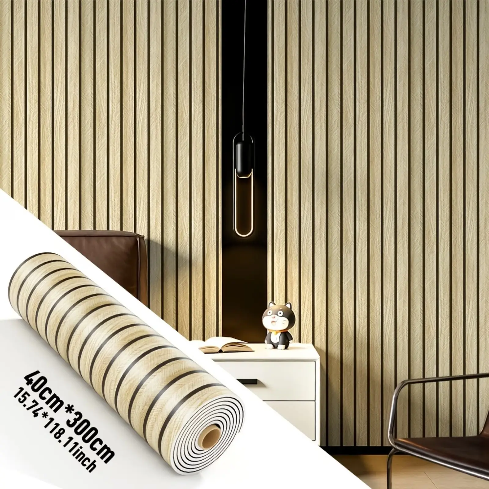 1 Roll Faux Wood Self-Adhesive Temporary Wallpaper, Peel-and-Stick Stick-On Auto-Adhesive Wall Covering - Waterproof, Sound-Reducing, Textured Matte Wood Grain, Easy to Clean & Install, Removable for Living Room, Bedroom Decor, Self Adhesive Wallpaper