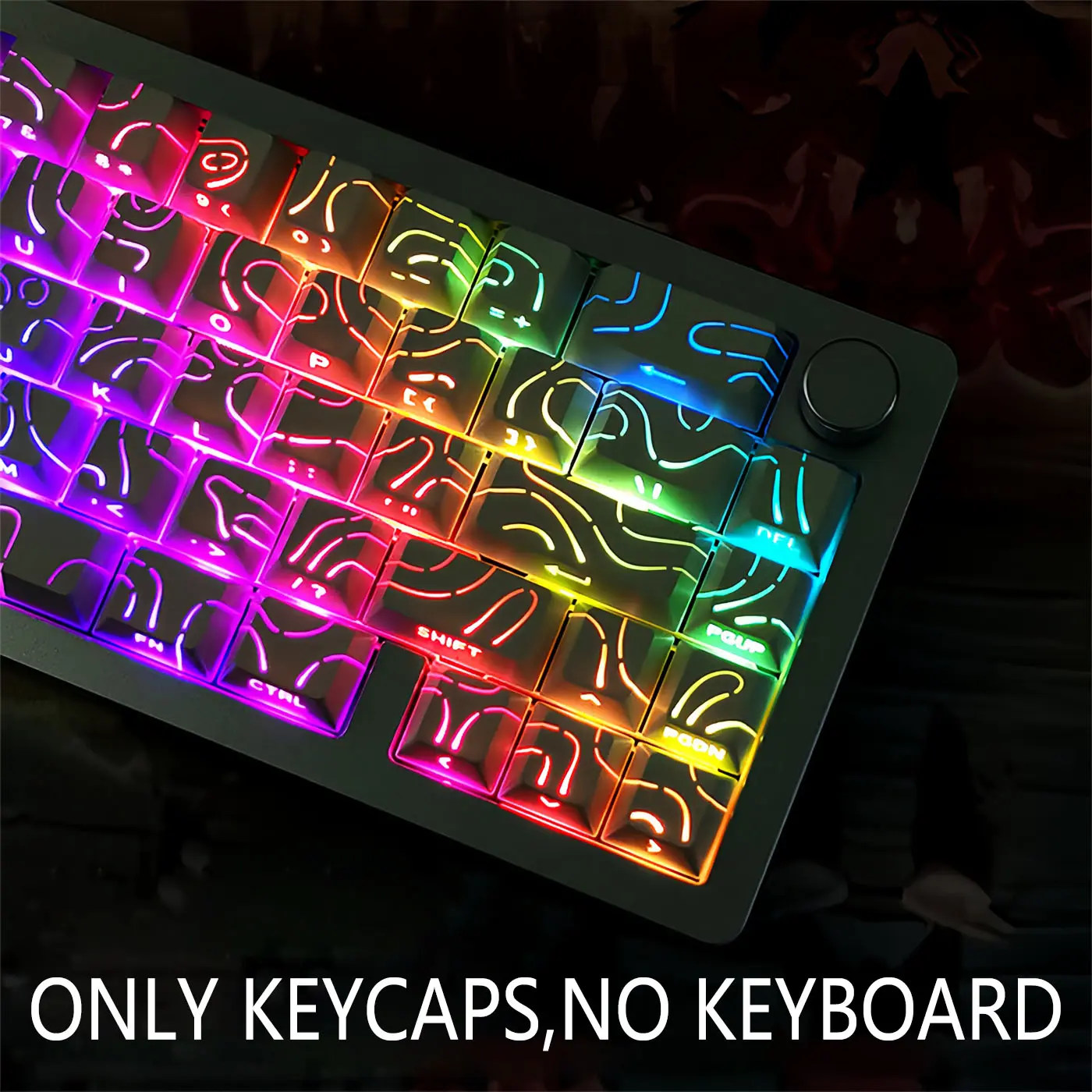 (Keyboard not included)Glow Contour PBT Keycaps Double-Shot Shine ...