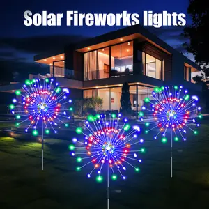 Solar Fireworks Lights Decoration with Rainbow Tubes, 120 LEDs Outdoor Solar Garden Decorative Lights IP65 Waterproof String Lights DIY Landscape Lights Decoration for Sidewalks, Paths, Backyards Christmas Decoration Christmas Gifts