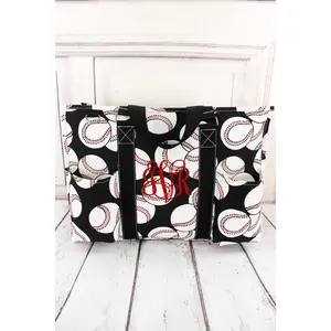 Baseball with Black Trim Large Organizer Tote