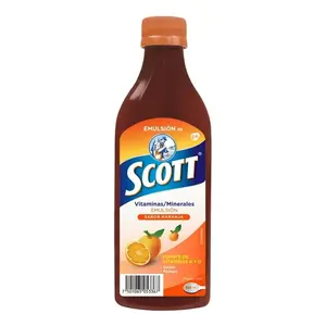 Scott Orange Flavor Vitamin Supplement (369ml) - Lactose-Free, Vitamin A & D, Calcium, Metabolism Support, Natural Dietary Health & Wellness Supplement