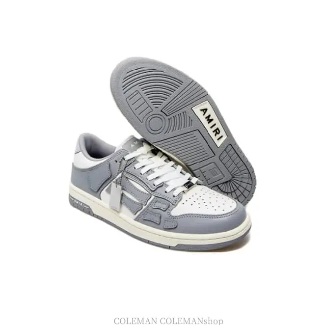 Skel Top Low Leather Bone Shoes Trendy Skateboard Shoes Men's White Grey