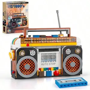 554PCS Retro Radio Classic Series Building Blocks Set, Collectible Vintage Music Player Display Mini Model Kit, Creative Gift Toys for Adults