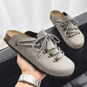 Summer Men's Leather Clogs -Starry reflective shoelaces for Slippers,Unisex all-season sandals.The insoles provide arch support and offer a comfortable walking experience.Suitable for people with wide feet.Suitable for wearing at parties and gatherings.