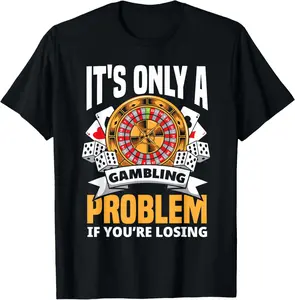 Funny Gambler Roulette Slot Machine Casino Vegas Gambling T-Shirt Pure Cotton Graphic Tees: Unisex Gifts for Men