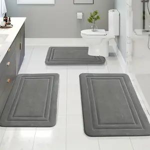 3pcs Thick And Soft Bath Mats, Quick Absorbent And Washable, Anti Slip Thick Bath Mat, Machine Washable Carpet, Soft And Comfortable, Shower Room Carpet, Kitchen Carpet, Laundry Room, Bedroom, Indoor Mat, RV RV Bathroom Accessories Rug Rectangle