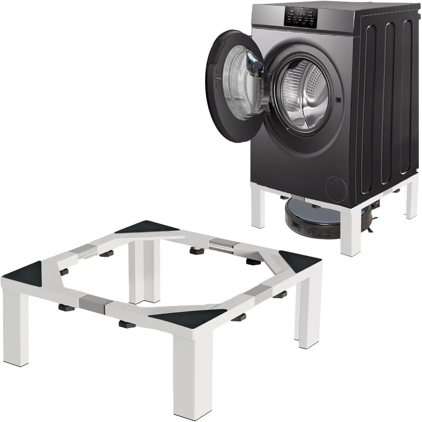 Heavy Duty Stainless Steel Laundry Pedestal - 12" Height Universal Washer & Dryer Stand for Front Load Machines, Ice Maker, / - Durable Appliance Base with Non-Slip