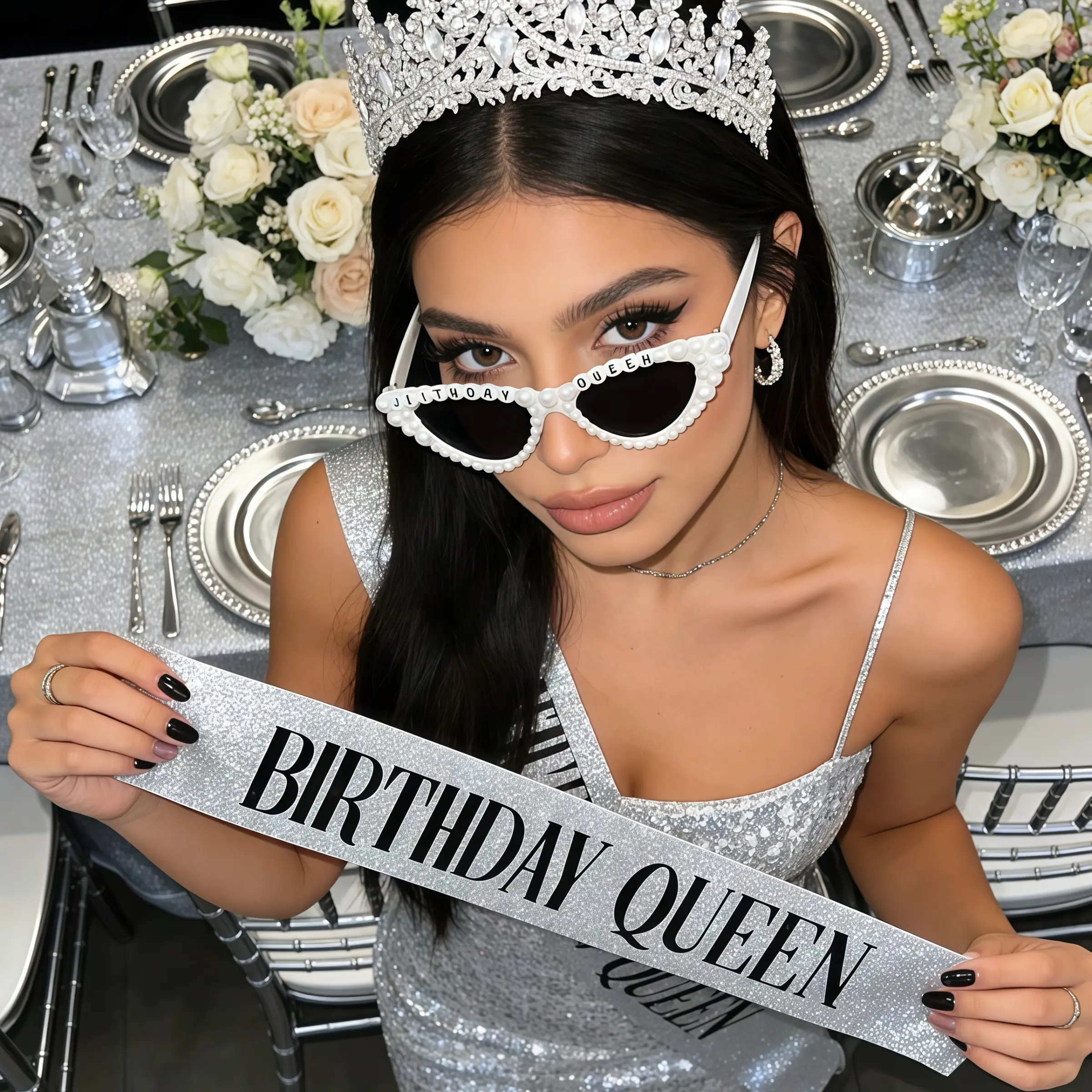 3/1pcs-Happy Birthday Sash for Women, Birthday Crowns for Women, Birthday Queen Sunglasses, Birthday Party Gift, Birthday Party Set, Party Supplies, Party Decoration Supplies, Party Event Props, Party Accessories