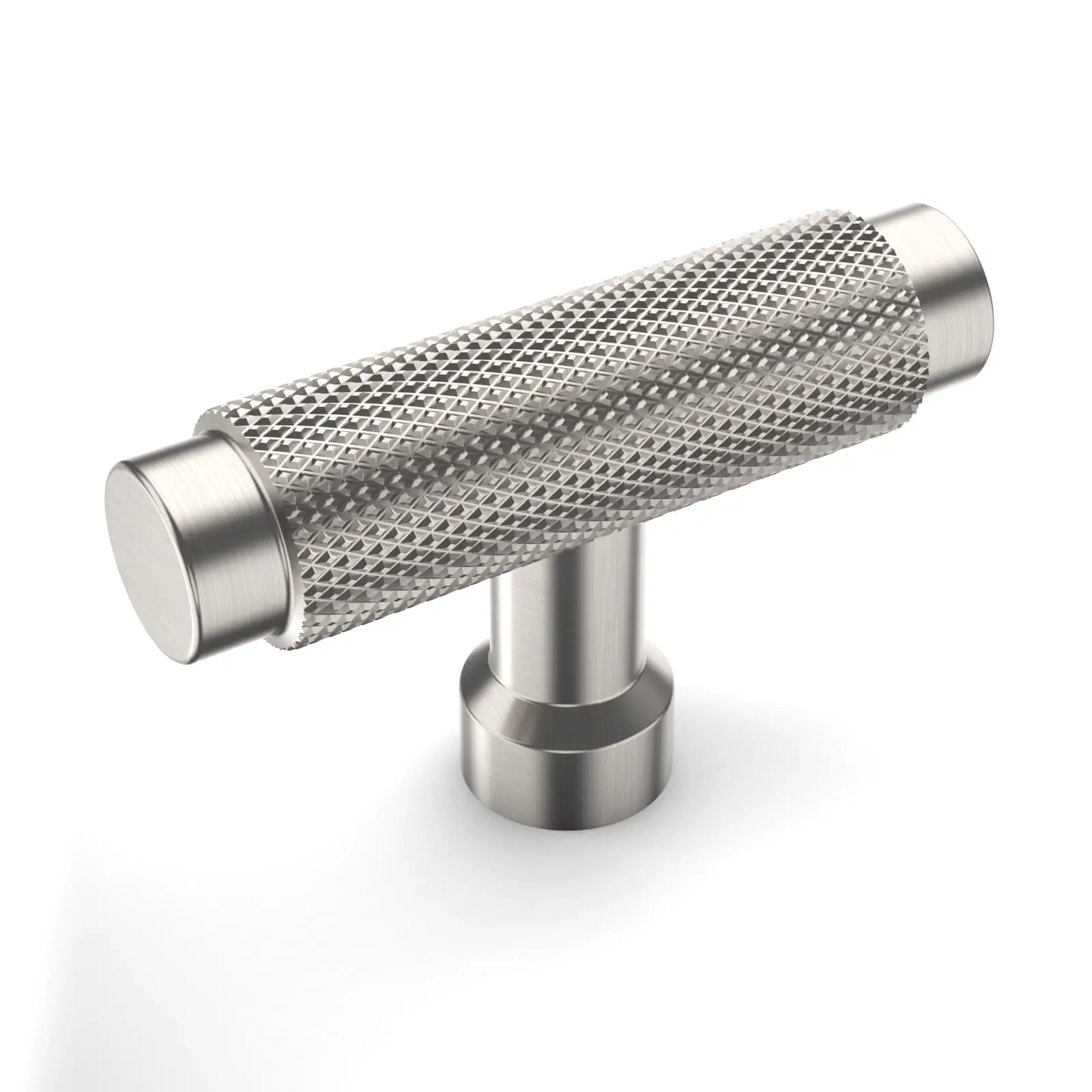 10 Pack Knurled Brushed Satin Nickel Kitchen Cabinet Knobs Dresser Drawer Single Hole T Bar Pull Handles For Wardrobe Cupboard 4518