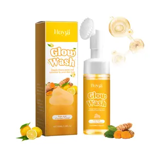 Hoygi Glow Wash Turmeric Cleanser with Kojic Acid & Lemon Fruit Extract Gently Cleanses Pores Improves Skin Quality Facial Moisturizer just  glow ampoule gentle exfoliation