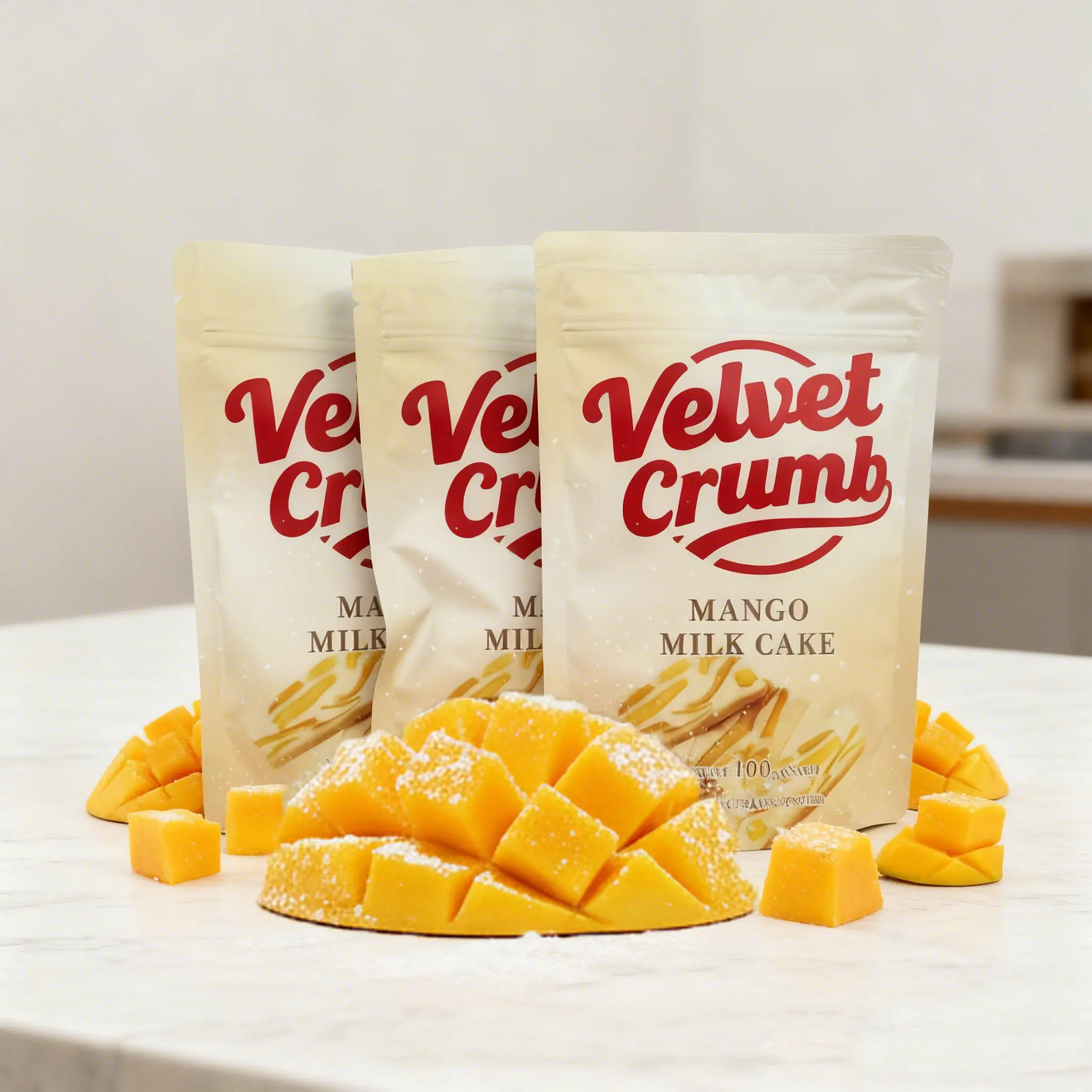 Asian Dairy-Based Mango Milk Flavored Chewing Nougat Candy 3-Pack, Room Temp Soft & Chewy Classic Snack for Daily Snacking