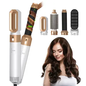 AURA 5 In 1 Automatic Curler Hot Air Styling Brush Set - Daily Use, Straightening, Fast Drying, Volumizing, Includes Curling Iron, 3 Heat Settings, Hair-Friendly Design, Salon-Quality Results, 110V-240V Lightweight Smooth Airstyler outdoorfun, Storage
