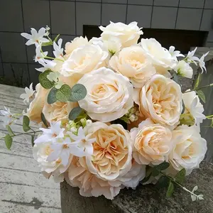 Soft Peach Rose Artificial Flower Arrangement, Adds Ambiance to Your Space, Elegant Decorative Floral Design, Perfect for Home Decoration, Elegant Artificial Plants