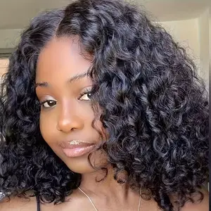 Arrivals WEAR GO Human Hair Pre-Plucked Pre-Cut Water Wave Bob Wig - 4x4 Lace Closure, No Glue Needed, Natural Look for Women, Beginner-Friendly, Sports Style, 180% Density, Lace Front Wig, Hair Wig, Versatile Hairpiece, Secure Fit Hairpiece