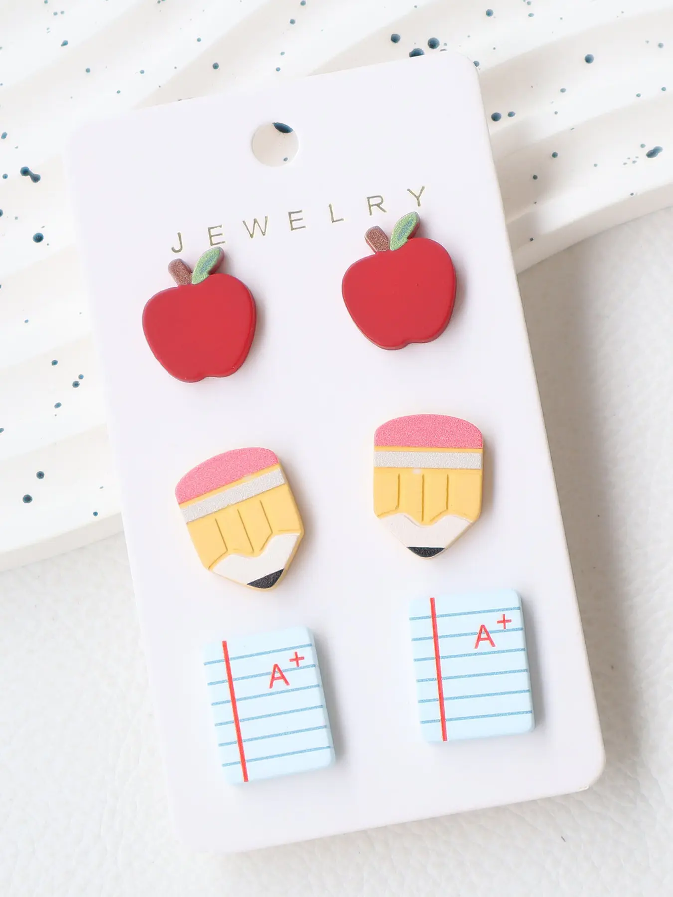 Teacher Appreciation Acrylic Earrings Set, Unique Design Earrings, Teachers Earrings, Back-To-School Graduation Gifts, Cute Apple Pencil Exam Design, Casual Party Jewelry, Ear Accessories