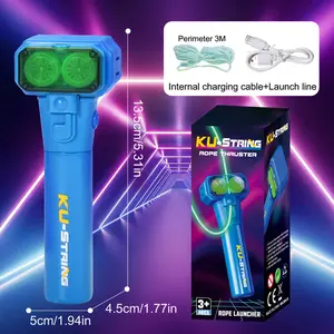 Handheld Fun Stress Reliever Electronic Rope Launcher Toy, The Glow-In-The-Dark String Shooter Toy, Electric Luminous Rope Light, Portable Rope Launcher, Gift for Adult and Kids Rope Launcher, Viral Fidget Toy Gadget, Music Festival Rave Dance Accessory