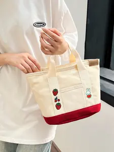 Cute Casual Handbag, Fashionable Portable Design, Ideal Gift for Her, Stylish Lunch Bag, Pure Color Mini, Versatile Daily Accessory