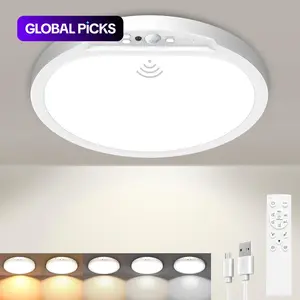 Rechargeable Motion Sensor Ceiling Light with Remote, 5 Color Magnetic Wireless Ceiling Light Battery Powered, Dimmable, Timer, Motion Activated Light for Closet Shower Hallway Pantry-20CM #GLOBAL PICKS