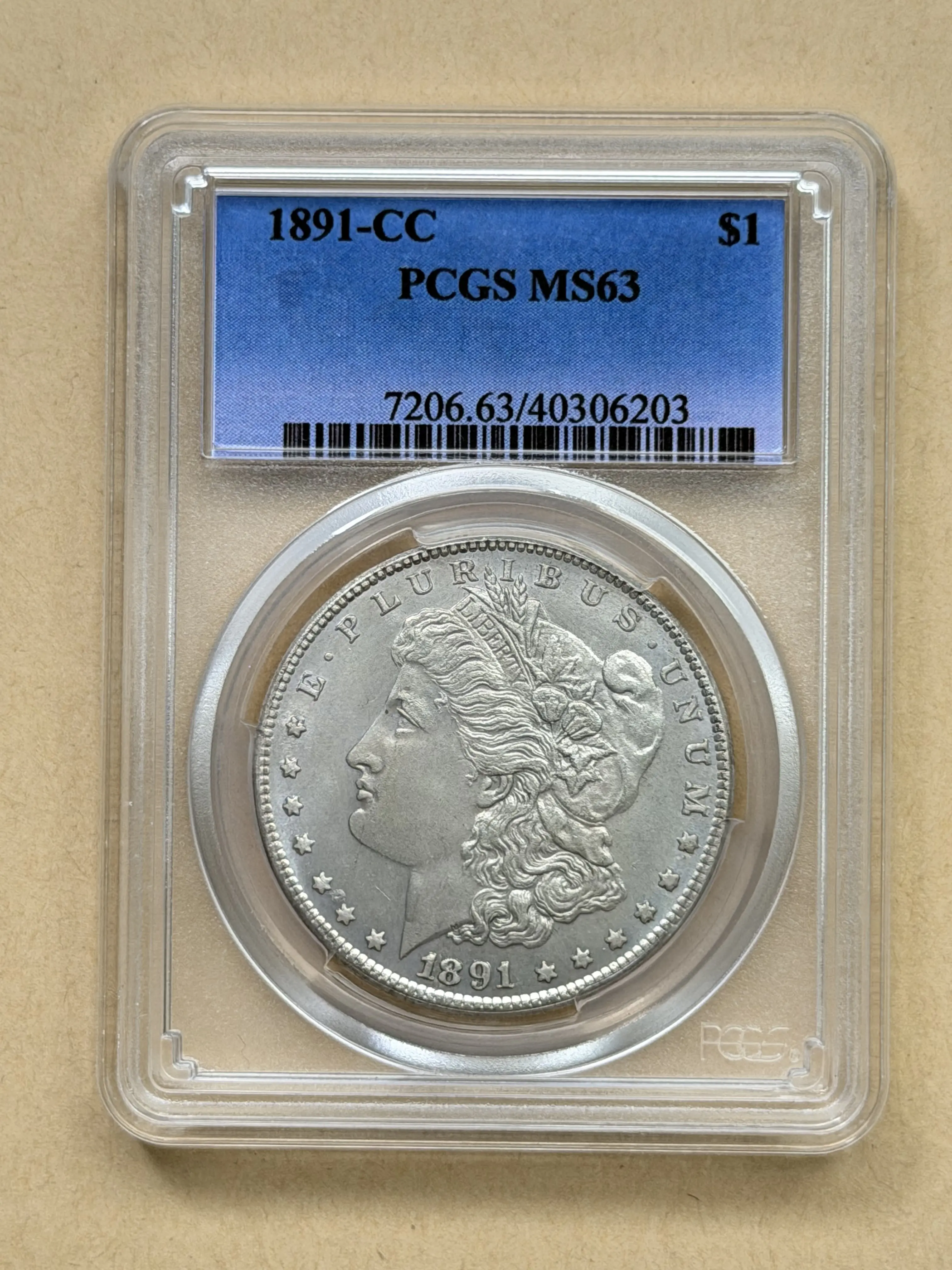 1891-CC Carson City Morgan Dollar PCGS MS66 | Rare Key Date Silver Coin With Original PCGS Graded Holder