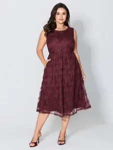 BLOOMCHIC Women's Fit Sequin Mesh Casual Midi Dress - Spandex Fabric Garment Womenswear Swimweek