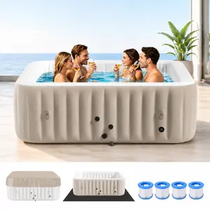 【SummerWins】Lilypelle [Upgraded] 73" Inflatable Hot Tub Spa with Cover & 1350W Fast Heater | 240 Gal Blow Up Outdoor Jacuzzi for Backyard, Patio, Fits up to 6 People with 130 Bubble Jets & 4 Filter Cartridges