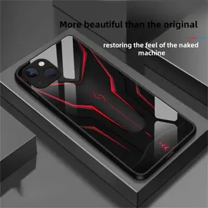 Mechanical Mecha-Style Tempered Glass Smartphone Case with Screen Protector, Simple Cool Design, Shockproof Anti-Drop Cover, Anti-Fingerprint Accessory, Compatible with iPhone 11,12,13,14,15,16,17 Plus Pro Max