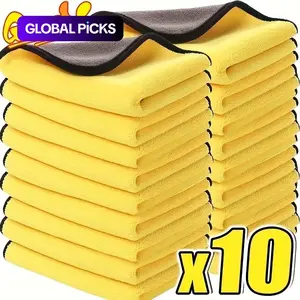 Microfiber Car Wash Towels Set, 10pcs High-Density Scratch-Resistant Reusable Cleaning Cloths, Strong-Absorbent Towels for Car and Glass Cleaning
