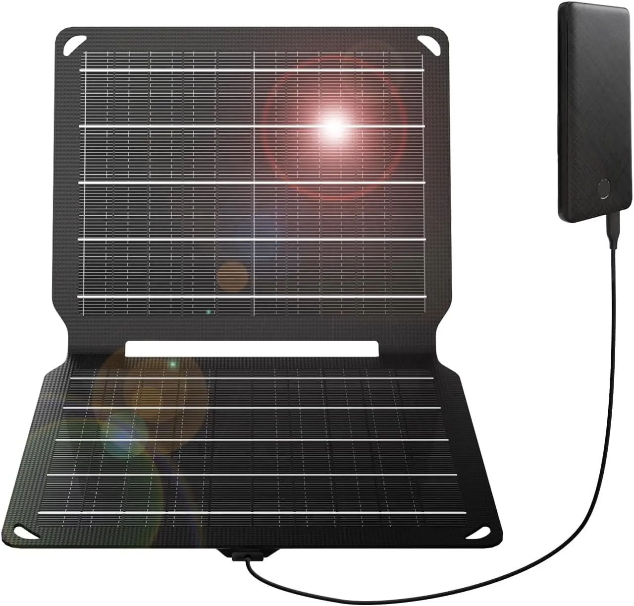FlexSolar 10W Foldable Solar Charger - IP67 Waterproof, 5V/2A Max Dual USB Outputs Solar Panels for Camping, Hiking/Light Outdoor Use, Sunlight-Powered, Compatible with iPhone, iPad, Samsung