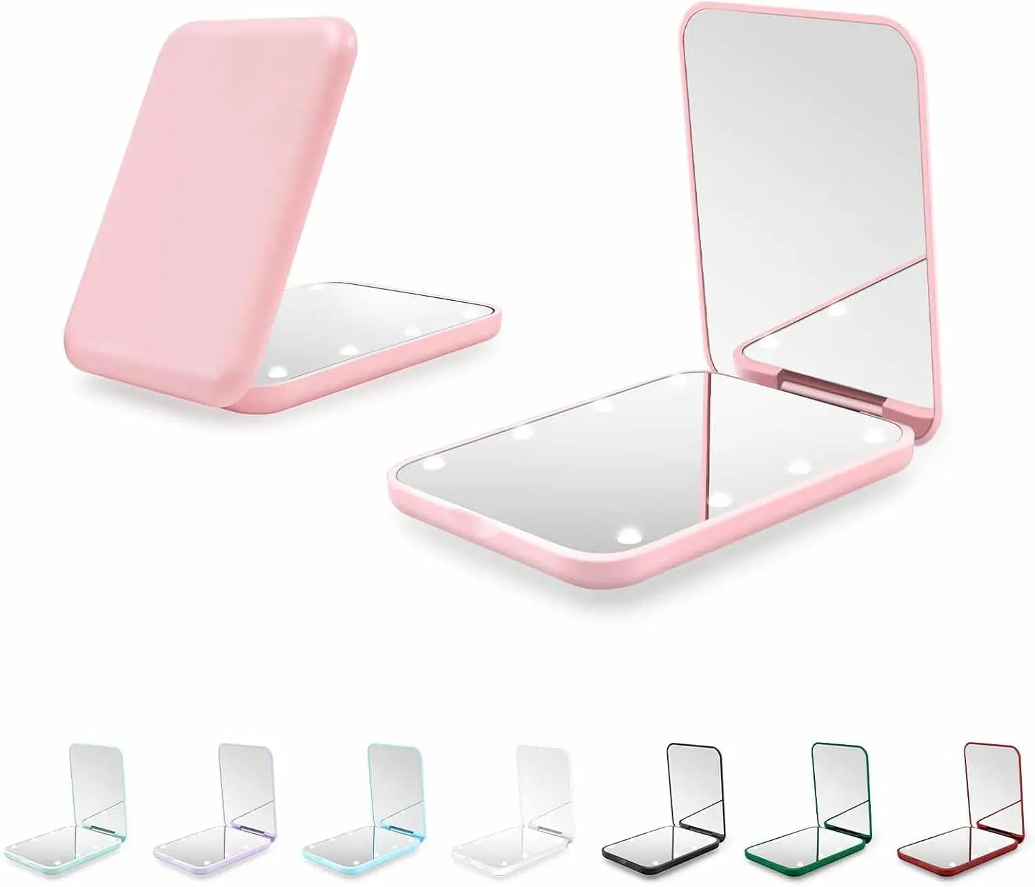 Compact Mirror, 1X/3X Magnification LED Pocket Mirror with Nternal BIattery, Mini Mirror for Purse, Pocket,Travel and Present (Pink)