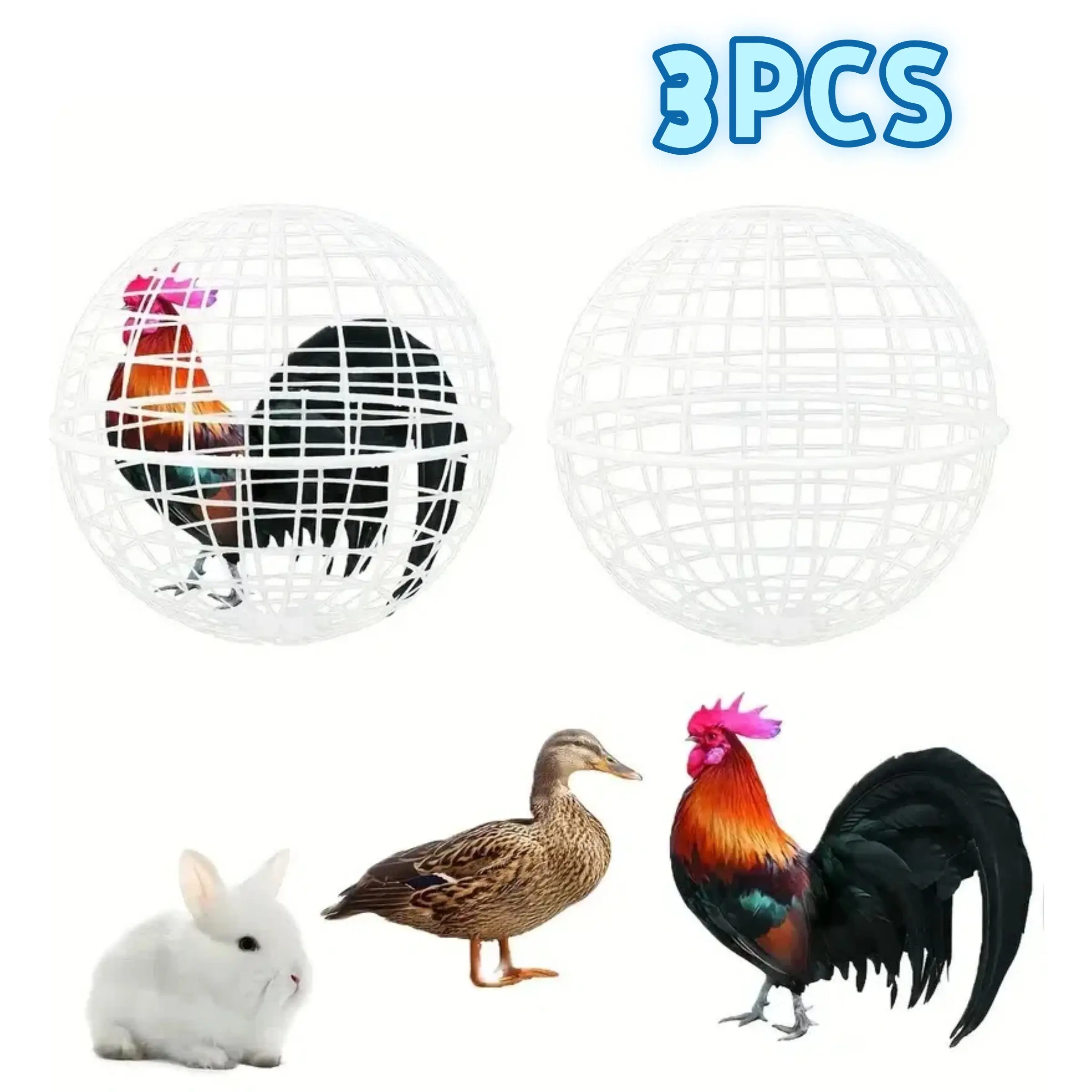 3 Portable Rolling Round Chicken Rabbit Cages, Durable Plastic Design for Small Animal Protection, Easy to Transport and Breed, Outdoor Chicken Cage Enclosure, Outdoor Poultry Cage