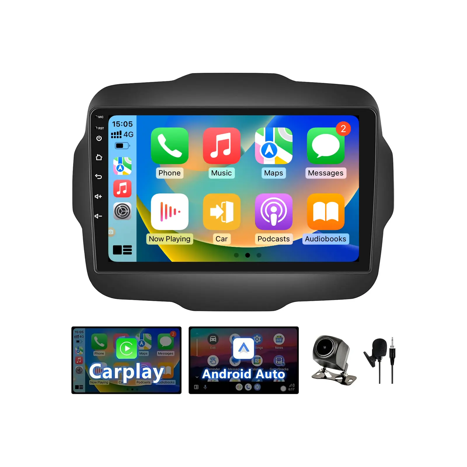 Binize Android 13 Touchscreen Car Stereo Compatible with Jeep Renegade 2015 2016 2017 2018 2019 2020 Wireless CarPlay & Android Auto, GPS Navigation, Bluetooth, WiFi, FM Radio, Backup Camera Car Video Player Car Dvr