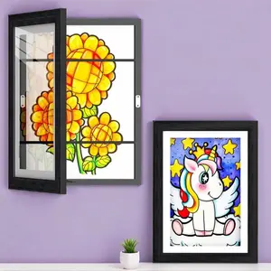 Magnetic Photo Frame, Creative Kids Art Display Stand, Front-Opening Replaceable Picture Wood Frame, Home Decor Accessories, Wooden Framed