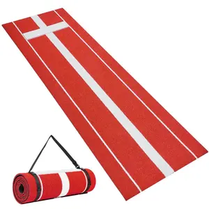VEVOR Softball Pitching Mat, 10x3 ft Baseball Pitching Rubber Mound, Antifade Turf and Antislip Foam Backing Portable Training Aid, Fastpitch Equipment for Pitchers Indoor Outdoor Practice, Red