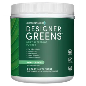Designer Wellness, Designer Greens Superfood Powder with Prebiotics, Probiotics, Antioxidants, and Detox Support, 30 Servings