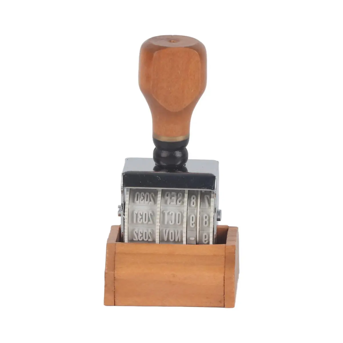 Retro Roller Date Stamp Wooden Handle Date Stamper DIY Craft Scrapbooking Tool