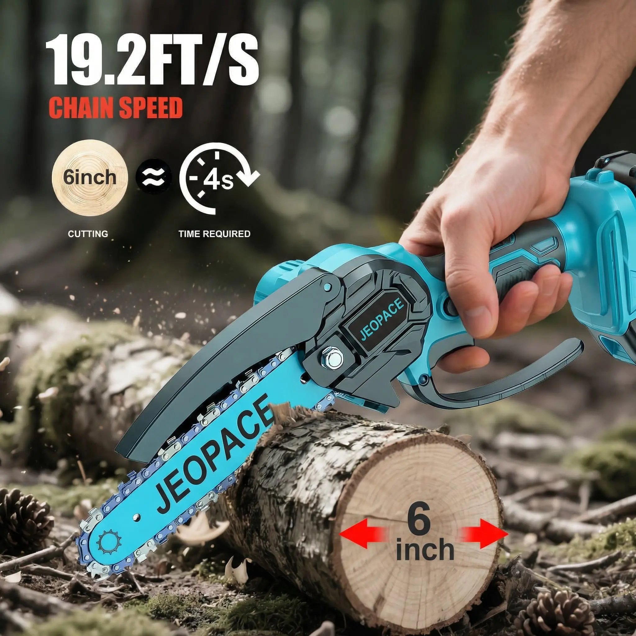 6-Inch Mini Cordless Chainsaw with Adjustable Chain, Safety Splash Guard, 1200mAh Rechargeable Battery Kit, Plastic Storage Box, Portable Garden Pruner for Yardwork, Trimming Branches Ideal Gift for Men & Parents