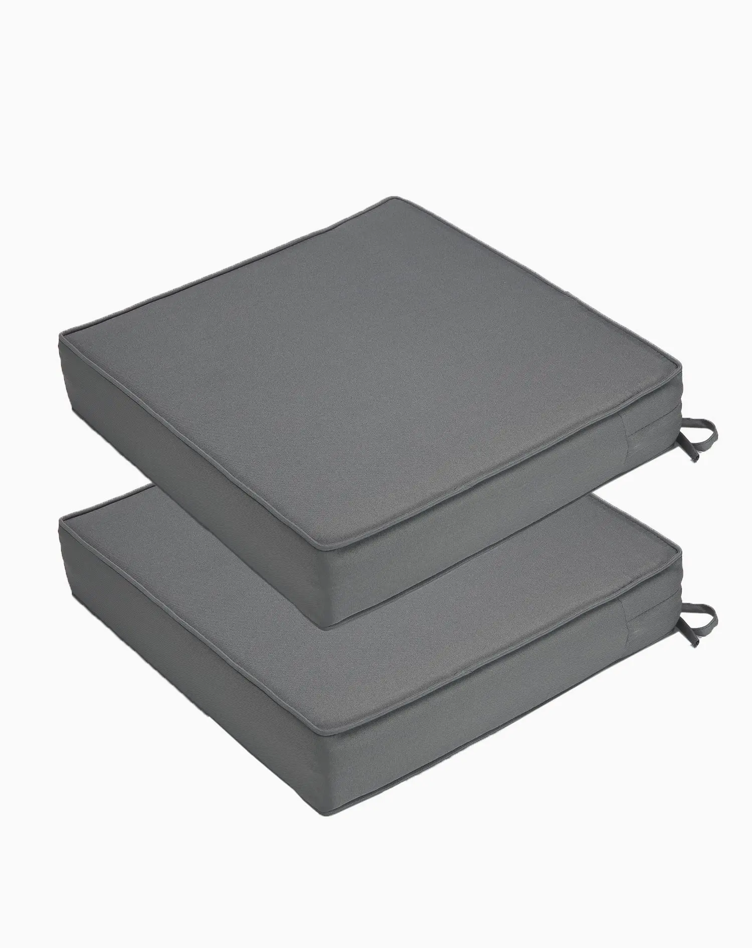 GARVEE Patio Chair Cushion for Outdoor Furniture 19x19x4 Inch, Waterproof Outdoor Seat Cushions for Patio Furniture, Garden Sofa Couch Chair Cushions with Ties, Set of 2, Dark Gray