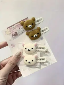 Cute Cartoon Bear Hair Clips Duckbill Buckle Flat Hair Clips, Transparent Candy Color Kawaii Women Fashion Accessory, Cute Gift Idea for Her Friends
