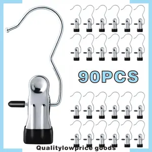 90PCS Heavy Duty Rotating Hanging Clips TikTok Viral Organization Tool Premium Stainless Steel with Anti-Slip Coating for Clothes Hangers Towels Kitchen Storage Space Saving Solution for Small Apartment Dorm RV miniclothes  clips suit  hanger Organiser