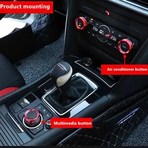 Mazda Cx-4-5-8-9 Multimedia & Ac Control Knob Decorative Rings Set, Interior Moldings, Precise Fit, Aluminum Alloy Anti-Cut Wear Resistant Interior Accessories, Car Interior Accessories
