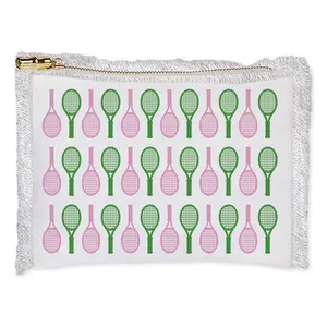 By The Edit Court Cutie Zippered Cosmetic Bag with Fringe Trim