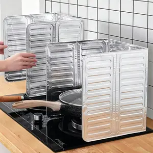 Aluminum Foil Oil Barrier, Foldable Gas Stove Splash Guard, Kitchen Cooking Oil Splatter Protector, High Temperature Resistant