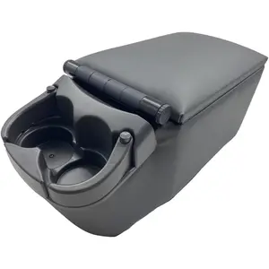 Universal  Seat/Bench Contractor Center Console Business Organizer and Storage with Adjustable Cup Holders, Clip Board, and Padded Top Lid for Armrest, Grey