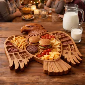 Eagle Wooden Board,  Cute Eagle-Shaped Serving Tray with Compartments, for Holiday Snacks & Treats, Perfect for Party and Daily use.