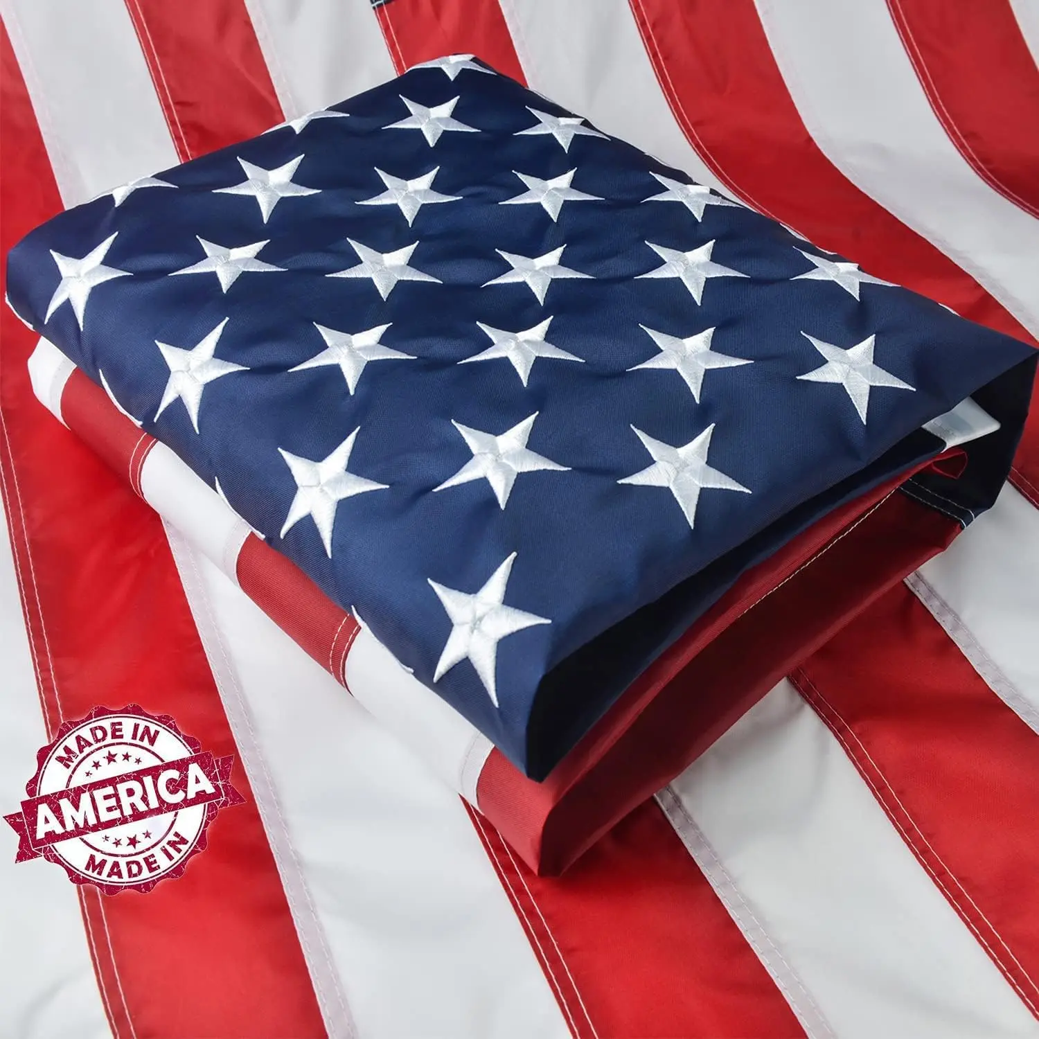 American USA Flag | 2x3 2.5X4 3X5 4X6 6X10 8X12 10X15 Ft | ToughWeave Series Embroidered 210D Polyester | Country Flag, Embroidered Stars, Sewn Stripes, Indoor/Outdoor, Vibrant Colors, Brass Grommets Banners