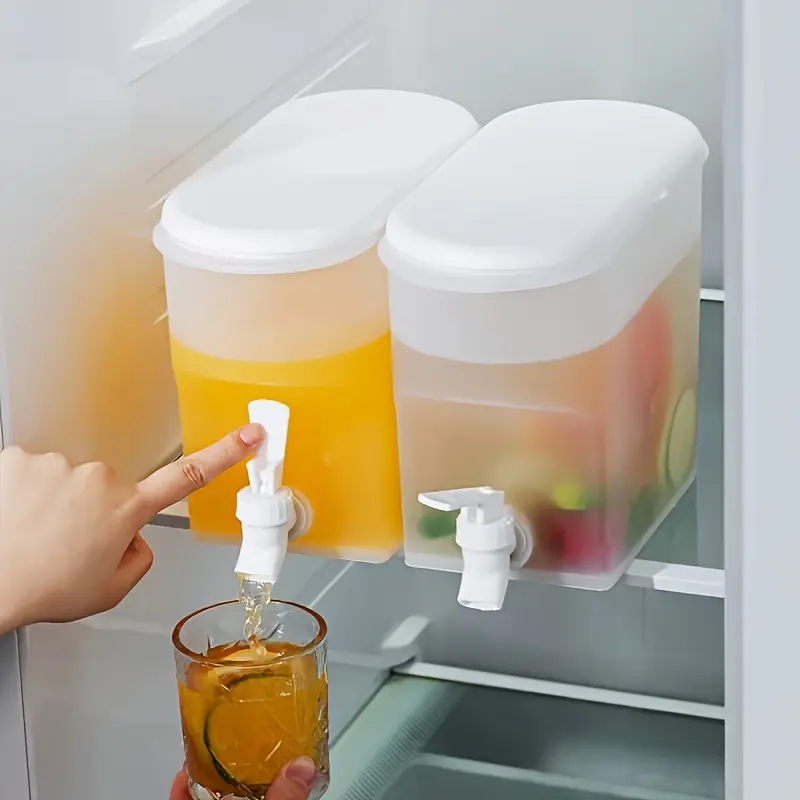 1 Unit, Plastic Jug, Beverage Dispenser with Spout, Large Volume Container, Cold Water Kettle with Tap for Refrigerator, Fruit Infuser Pitcher, Lemonade Container, Home Essentials