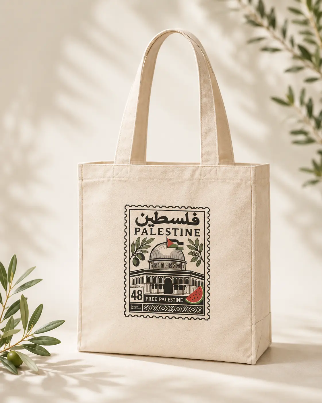 Palestine Tote Bag - 13in x 12in x 3.5in, Tote Purse