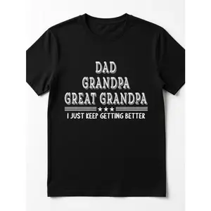 Dad Grandpa Great Grandpa Graphic T Shirt Fathers Day Gift Mens Short Sleeve Crewneck Cotton Tee Funny Family Matching Outfit Casual Streetwear