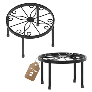 Bamworld 2-Pack Heavy-Duty Anti-Rust Iron Plant Stands, Indoor Outdoor Planter Holders, Metal Patio Planter Supports for Large Greenery, Modern Home Decor Garden Accessories,summervibes