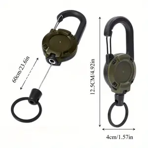 4 pieces of retractable keychains, badge scroll heavy-duty mountaineering keychains, are perfect for outdoor backpacks and keychains